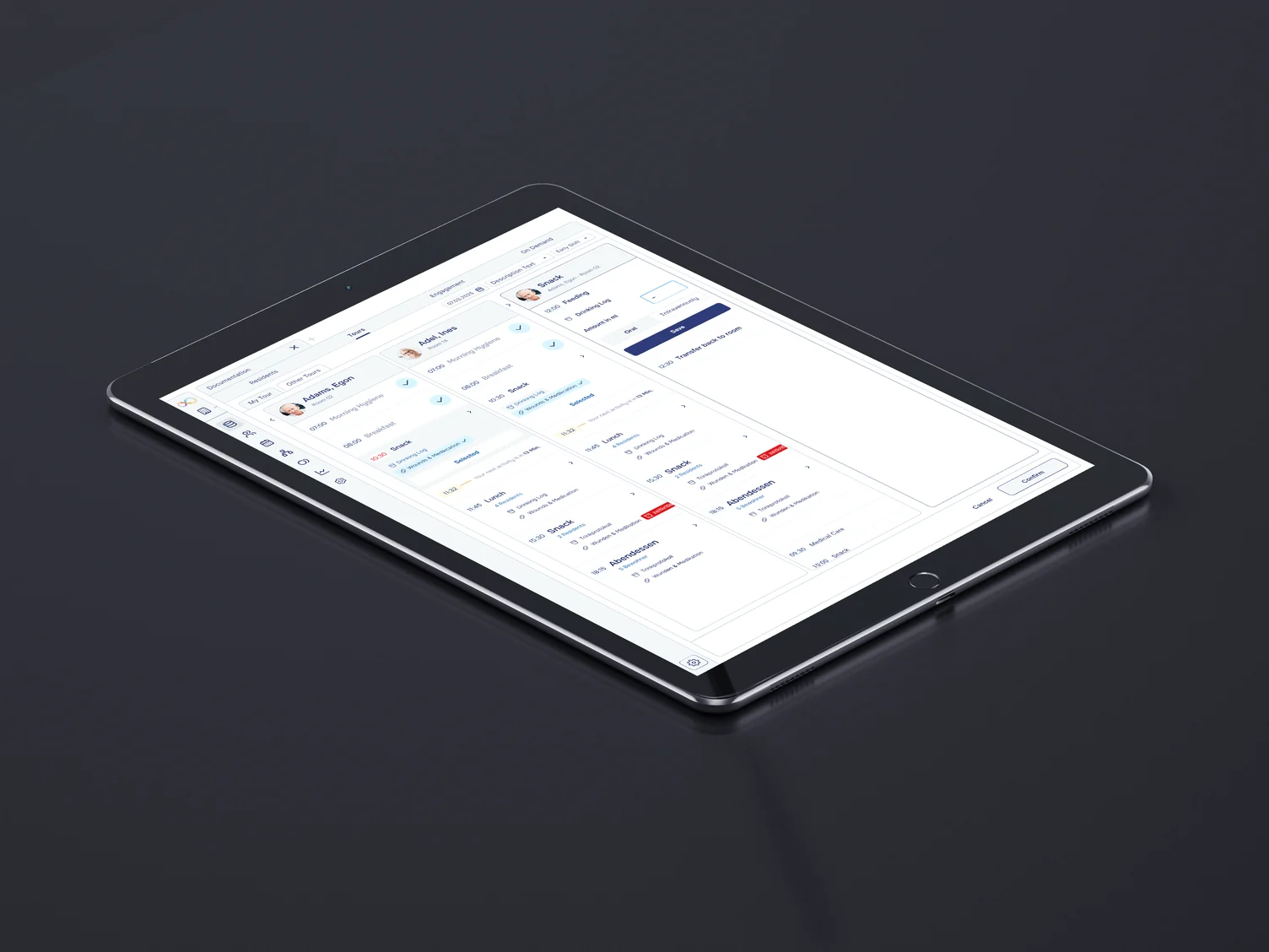 The same tour view on a tablet in a darker setting